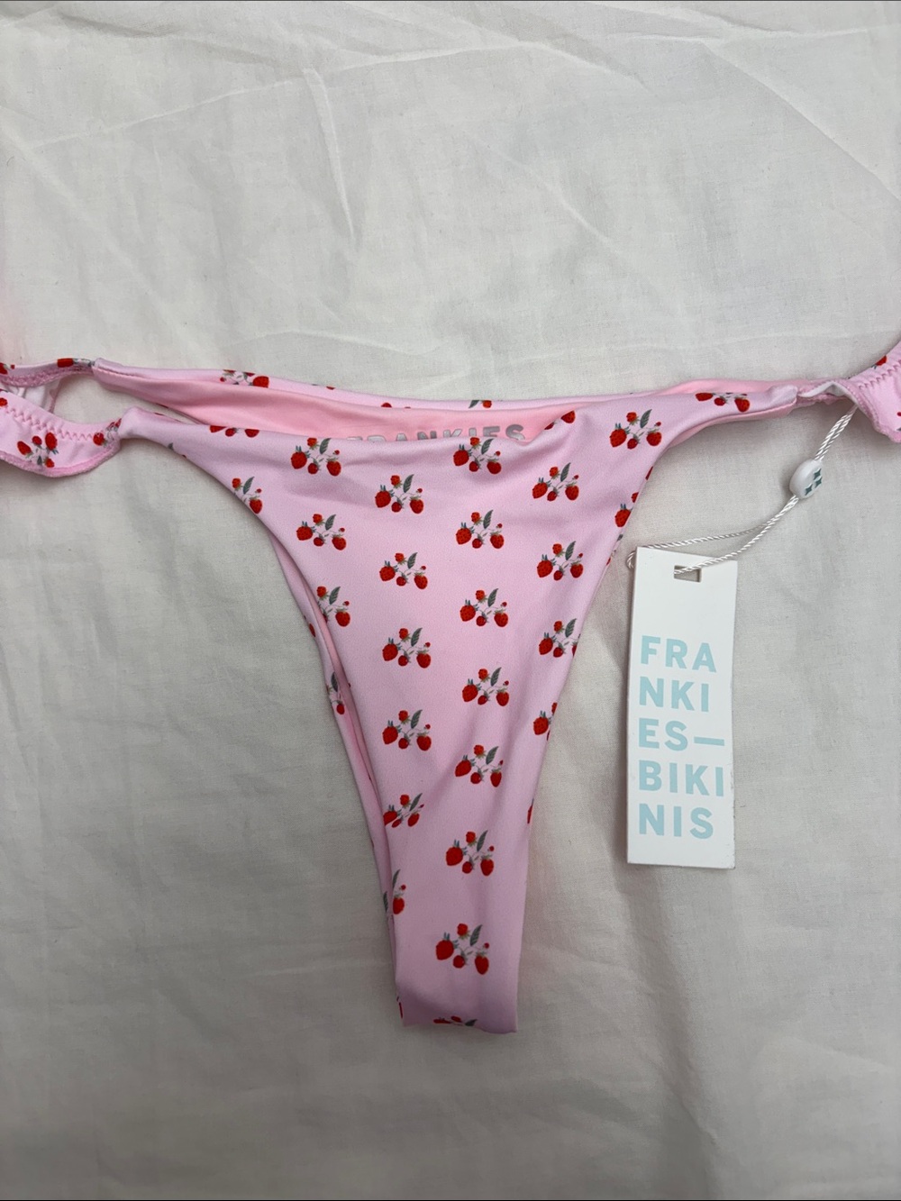 Frankies Bikinis Pink Strawberry Print Bikini Bottoms - Picture 2 of 5